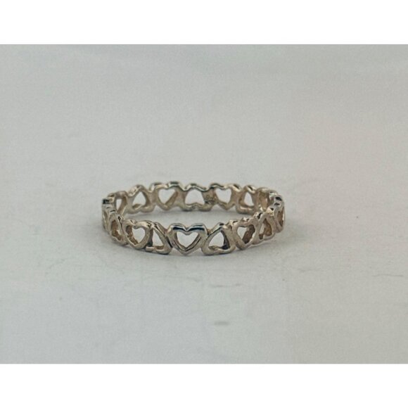 Sterling Silver 925 Open Heart Band Ring, Size 9.25, 925 Estate Jewelry - Picture 1 of 8